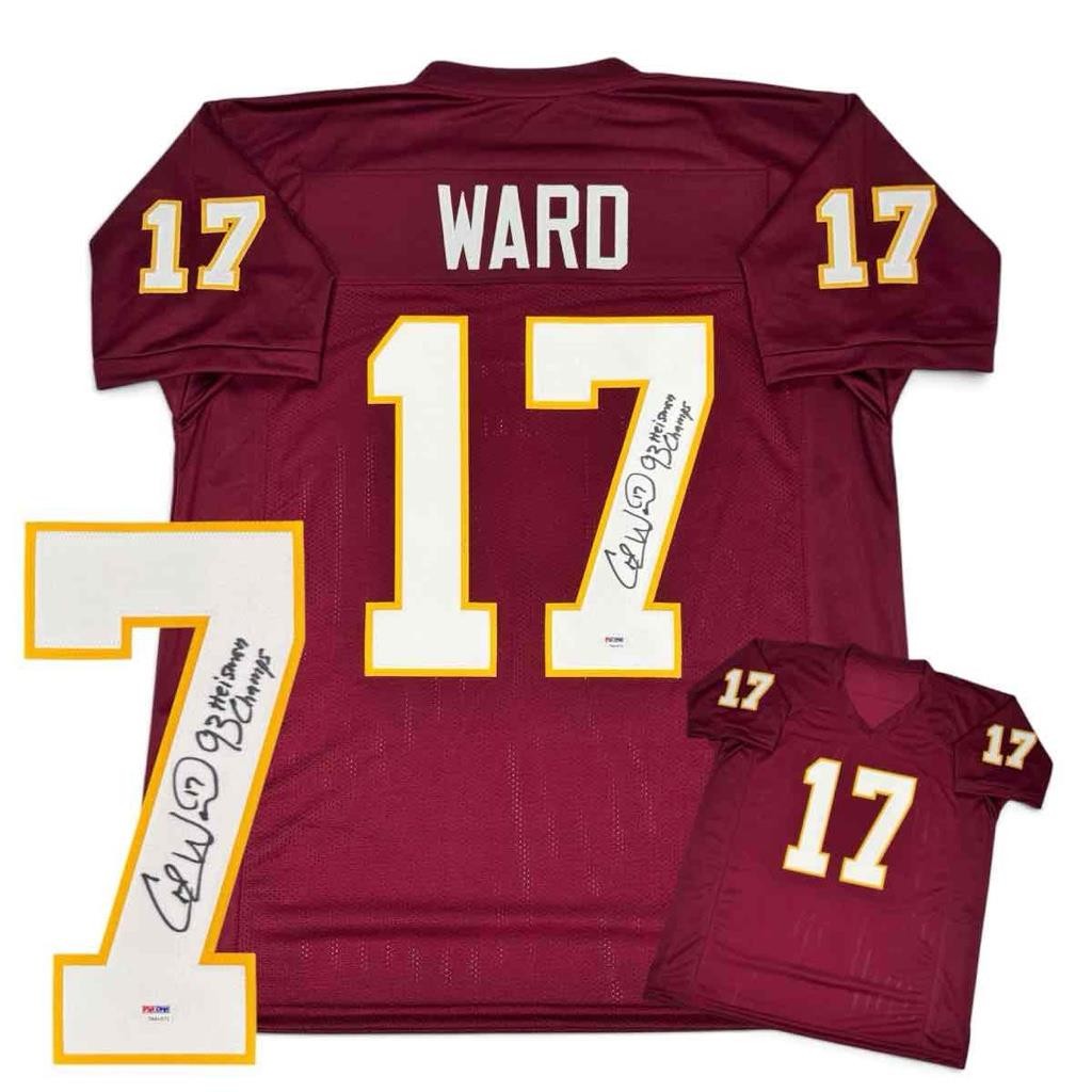 Charlie Ward Autographed Signed Jersey w/ 93 Heisman and Champs Inscripts PSA