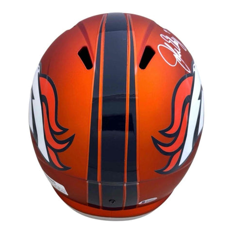 John Elway Autographed Signed Denver Broncos Blaze Full Size Helmet - Beckett