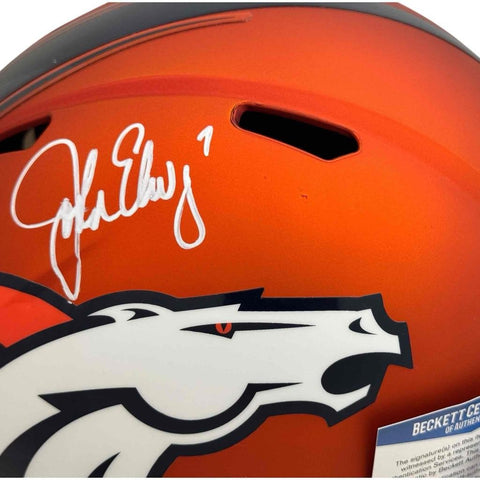 John Elway Autographed Signed Denver Broncos Blaze Full Size Helmet - Beckett