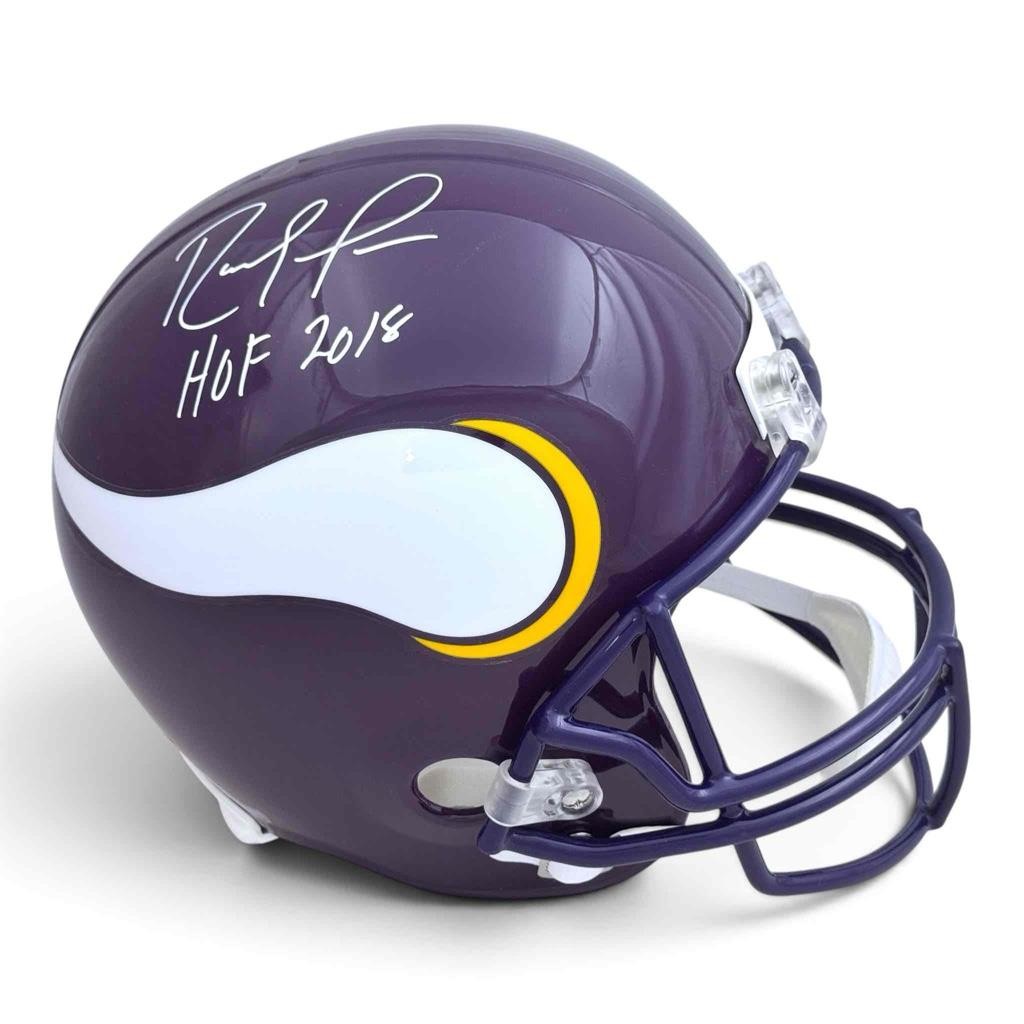 Randy Moss Autographed Signed Vikings VSR4 Helmet with HOF 18 inscription - BAS