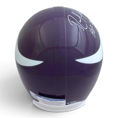 Randy Moss Autographed Signed Vikings VSR4 Helmet with HOF 18 inscription - BAS