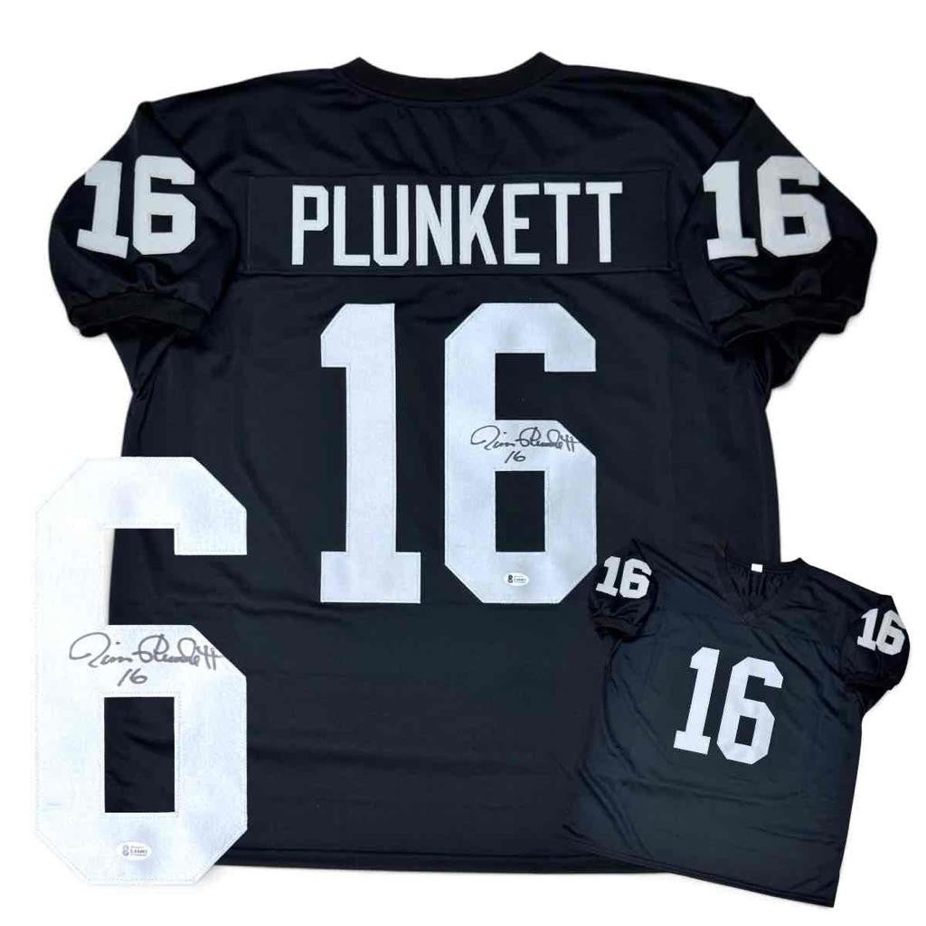Jim Plunkett Autographed Signed Black Jersey Beckett Authenticated BAS